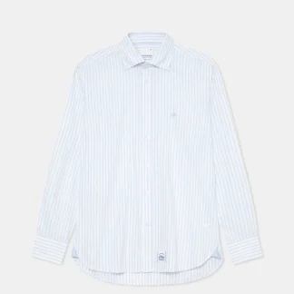 Camisa slim fit com colarinho com botão em tecido de algodão