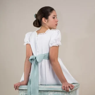 Vestido de cerimónia comprido em linho