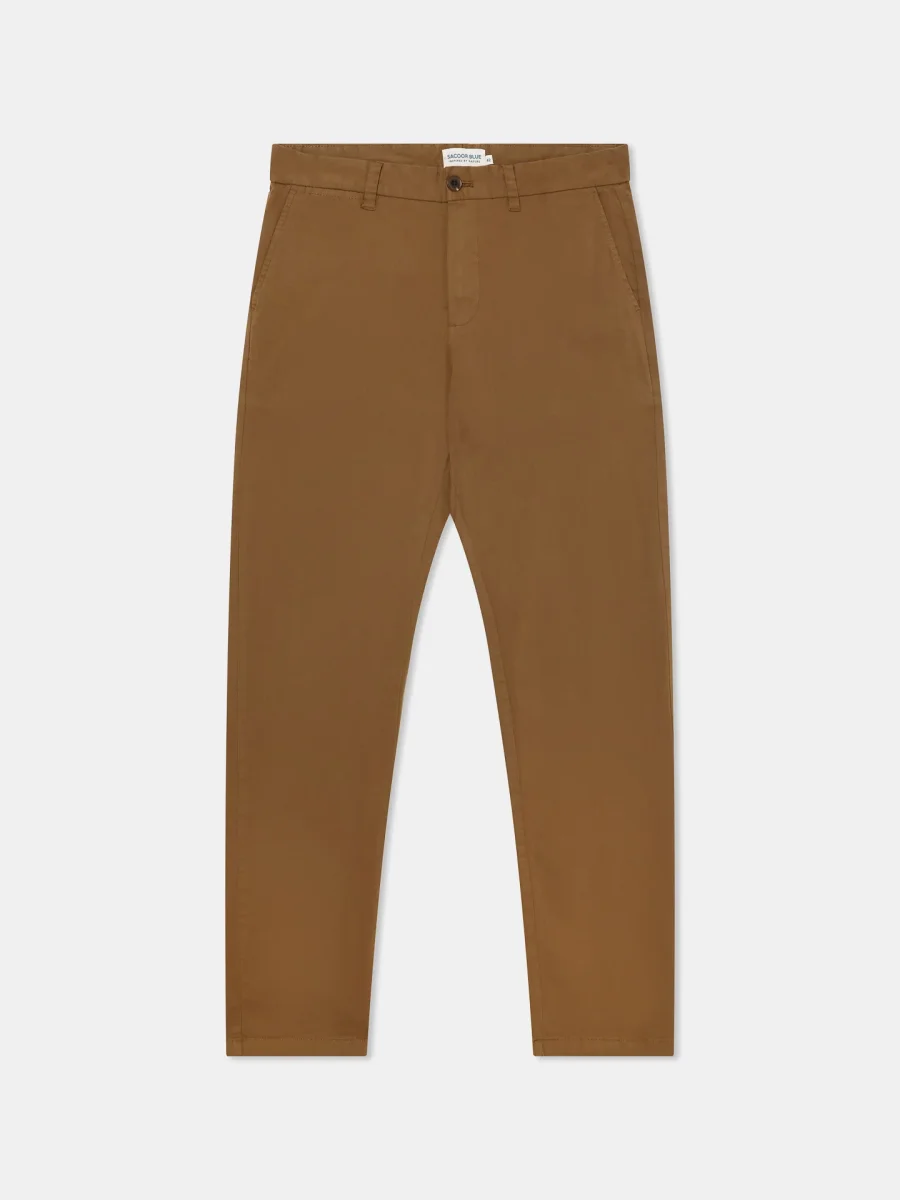 Calças chino slim fit com bolso smart com fecho de correr em tecido de algodão-elastano - Image 8