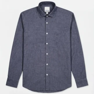 Camisa casual slim fit em algodão chambray