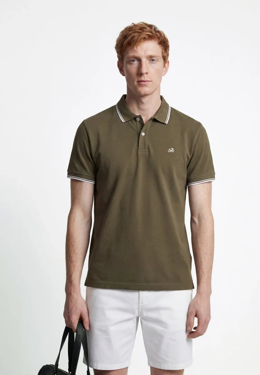 Polo Regular fit em algodão piquet com riscas em cor contrastante na gola - Image 7