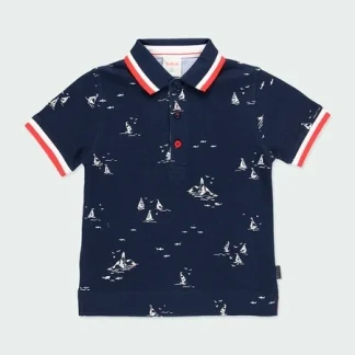 Polo de piqué com navios