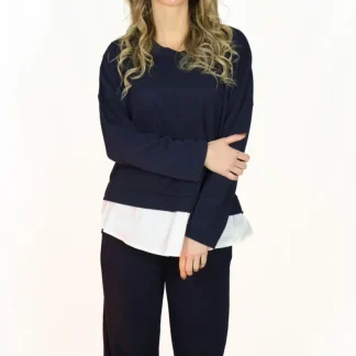 Conjunto com camisola efeito camisa