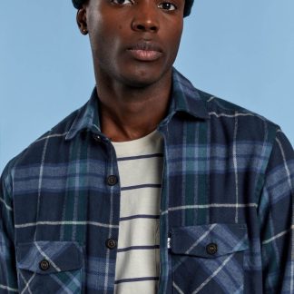 Camisa de homem de flanela regular fit de dois bolsos