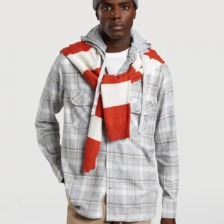 Camisa de homem de flanela regular fit com capuz amovível