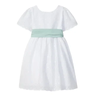 Vestido Bordado Inglês com Faixa