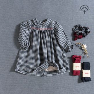 Vestido em xadrez com peito bordado Grace Baby & Child