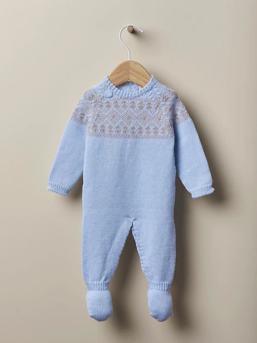 Babygrow com jacquard em malha de lã merino
