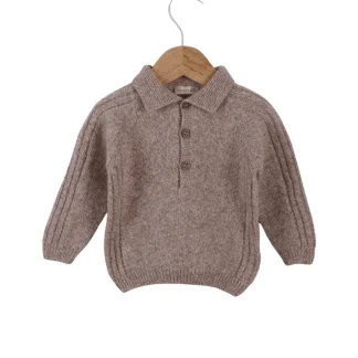 Camisola Polo Tricotada em Lã Merino