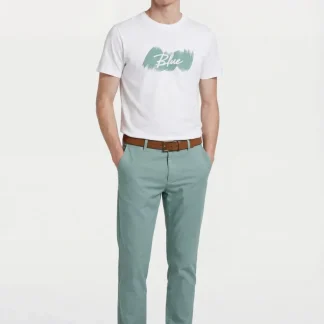 Calças Casuais Slim Fit em Algodão com Elastano