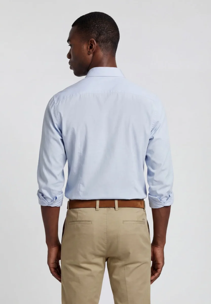 Camisa casual slim fit em popeline de algodão liso - Image 2