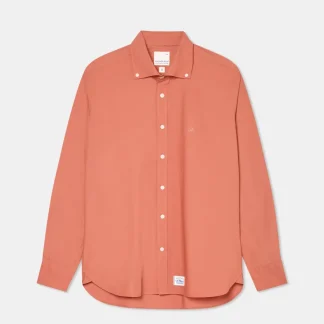 Camisa regular fit com colarinho com botão em tecido de algodão