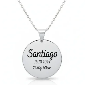 Colar Nome & Dados de Nascimento Personalizado