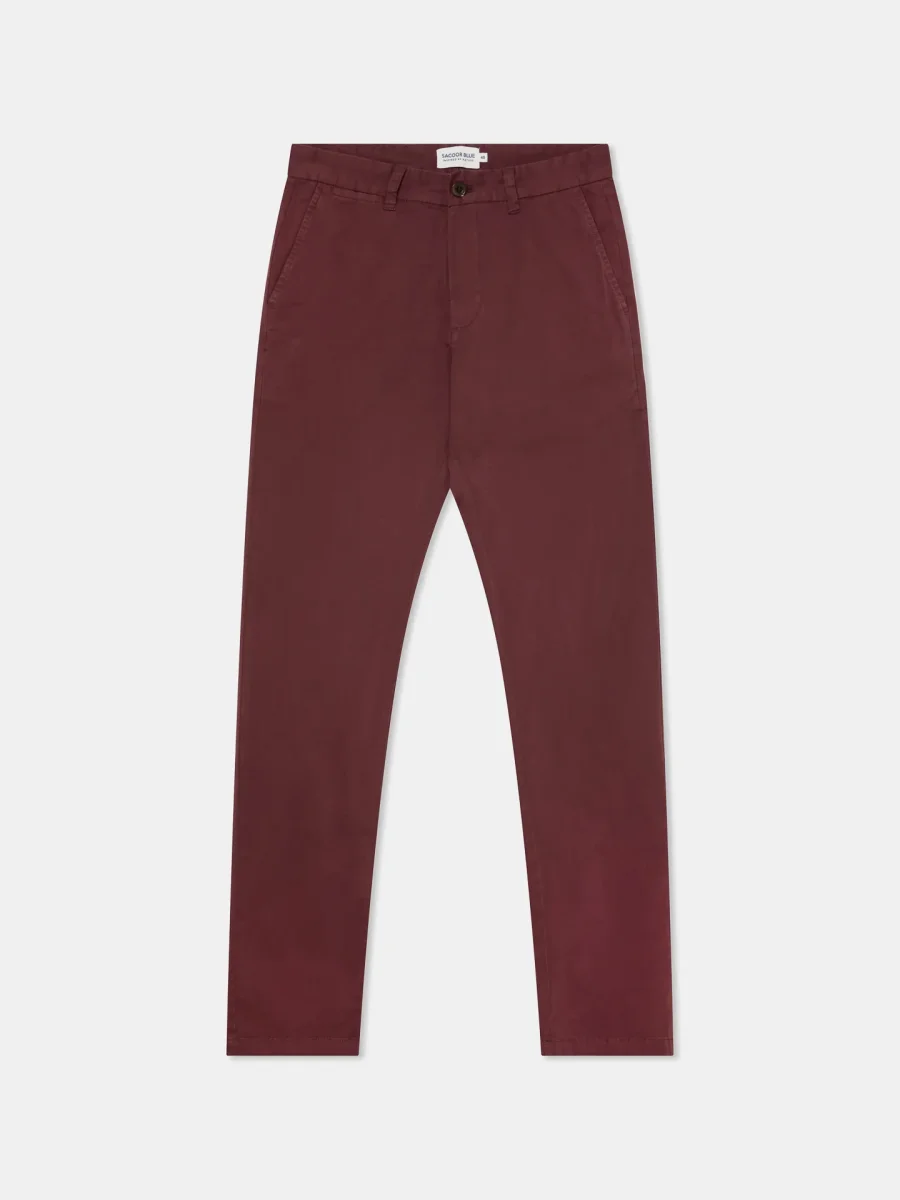 Calças chino slim fit com bolso smart com fecho de correr em tecido de algodão-elastano