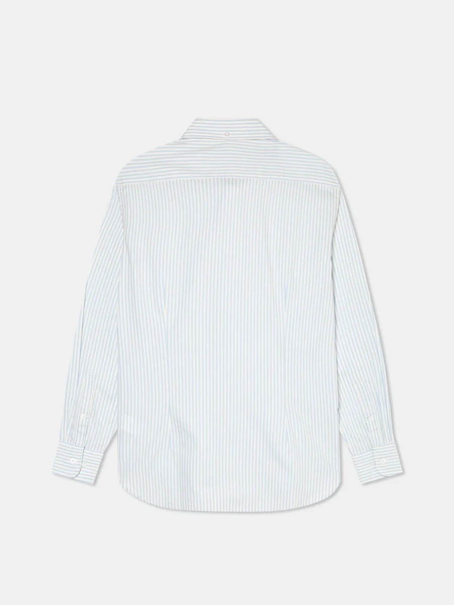 Camisa slim fit com colarinho com botão em tecido de algodão com riscas - Image 3