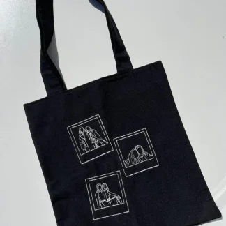 TOTE BAG EM PRETO COM FOTOGRAFIAS POLAROID