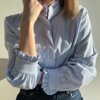 Camisa Riscas Azul Celeste